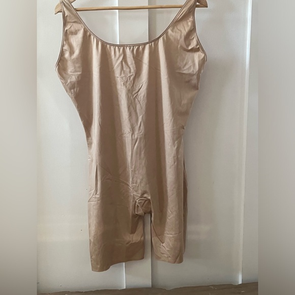 Spanx Slimplicity Open-Bust Mid-Thigh Bodysuit NUDE Size 2X - Picture 2 of 4